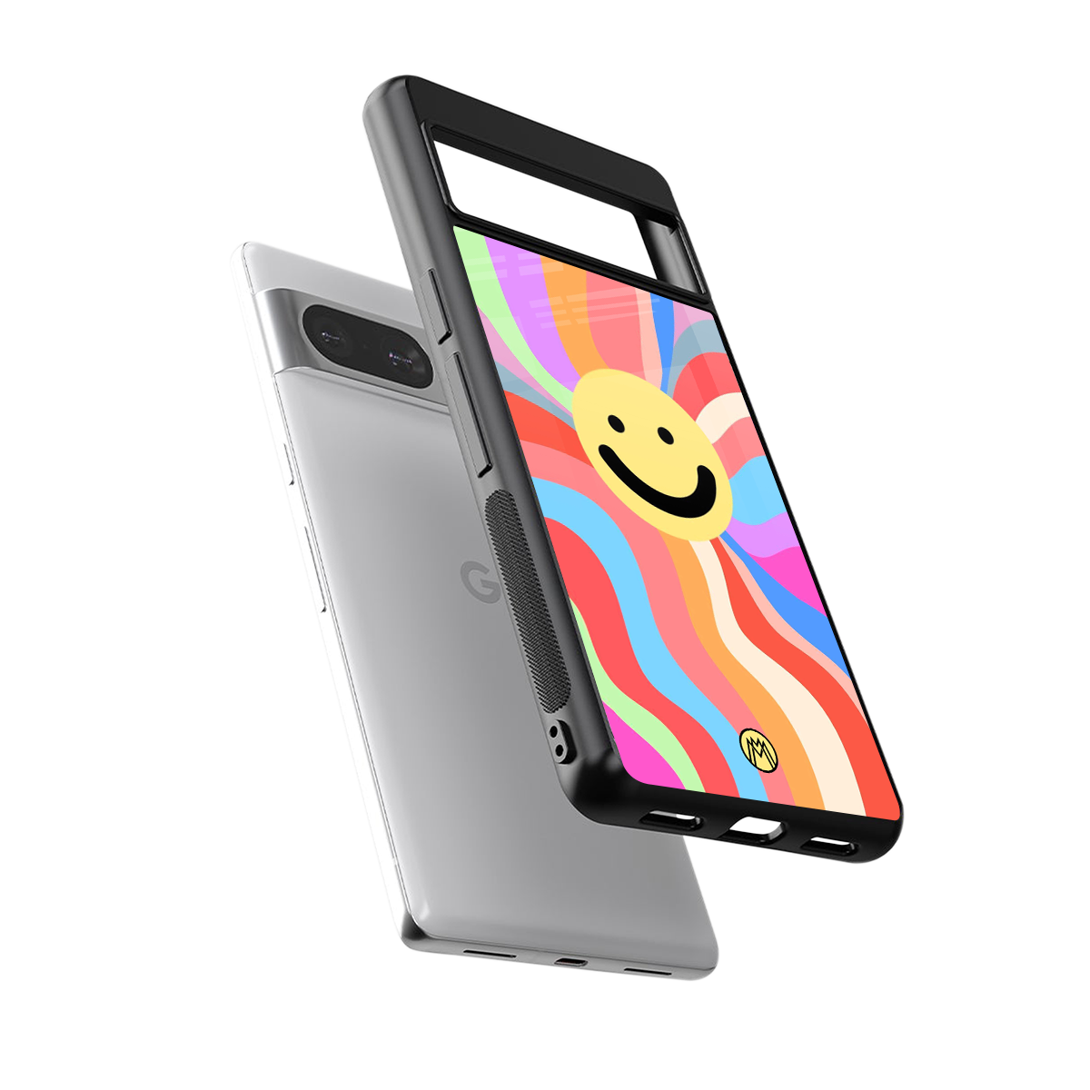 cheerful smiley back phone cover | glass case for Google Pixel 8