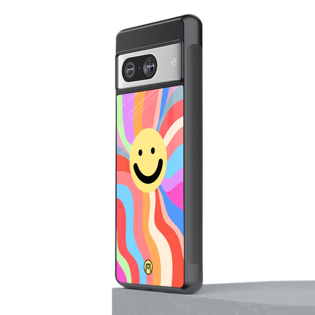 cheerful smiley back phone cover | glass case for Google Pixel 8