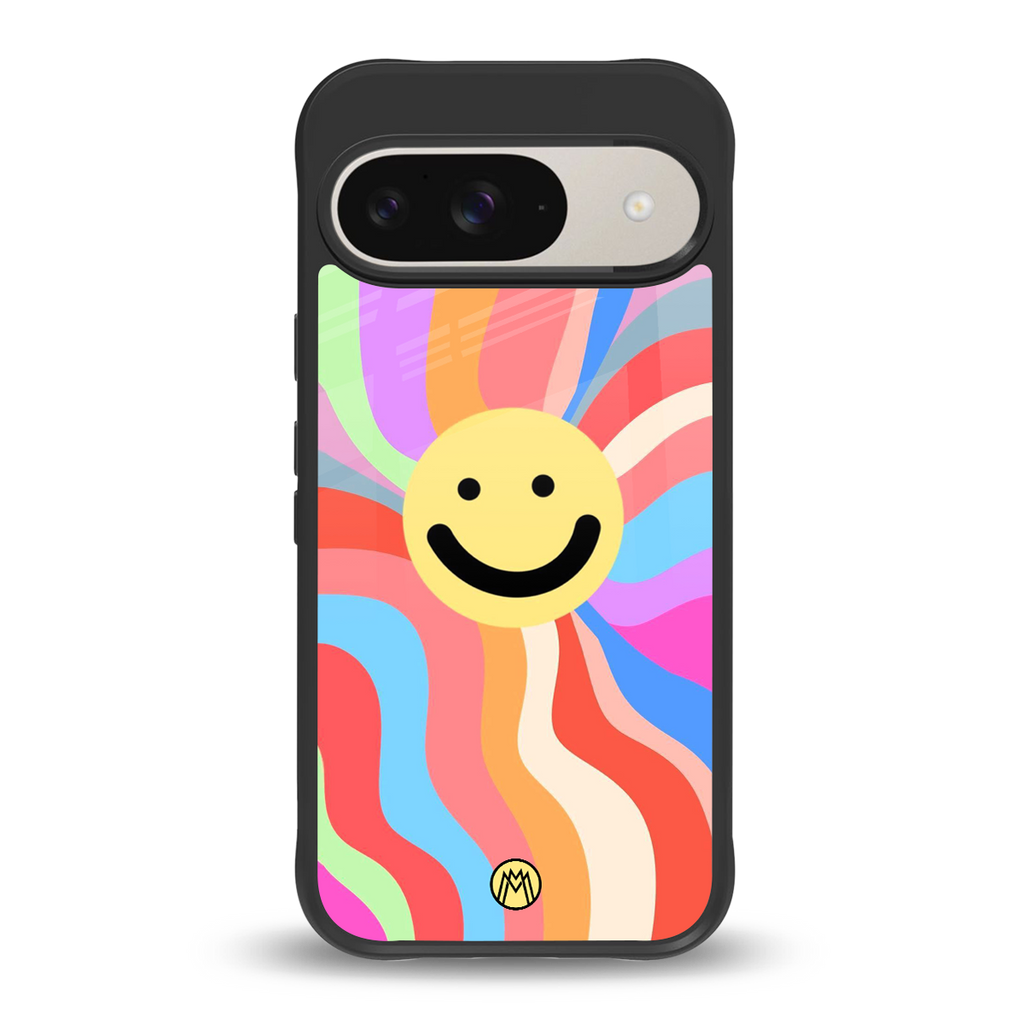 cheerful smiley back phone cover | glass case for google pixel 9