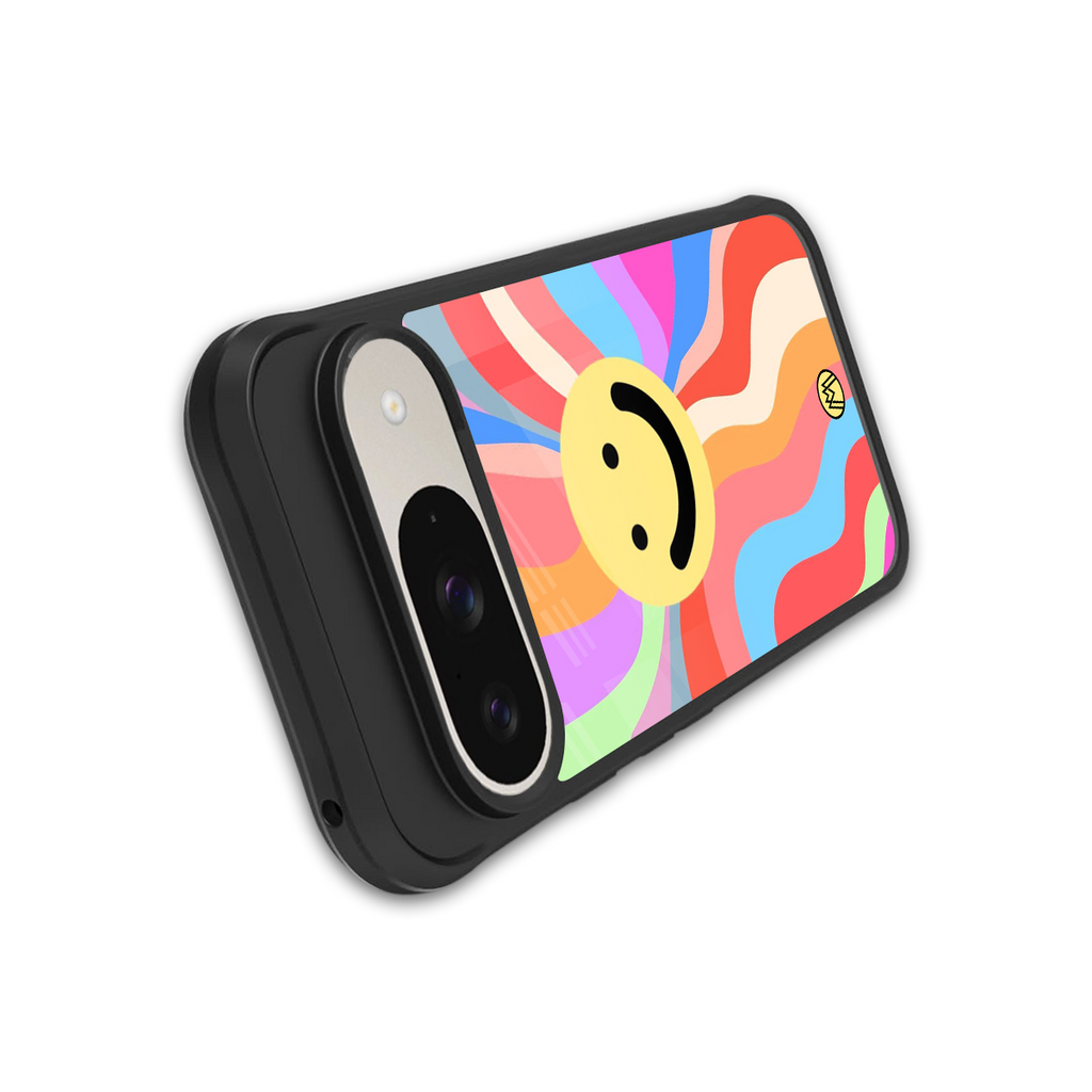 cheerful smiley back phone cover | glass case for google pixel 9