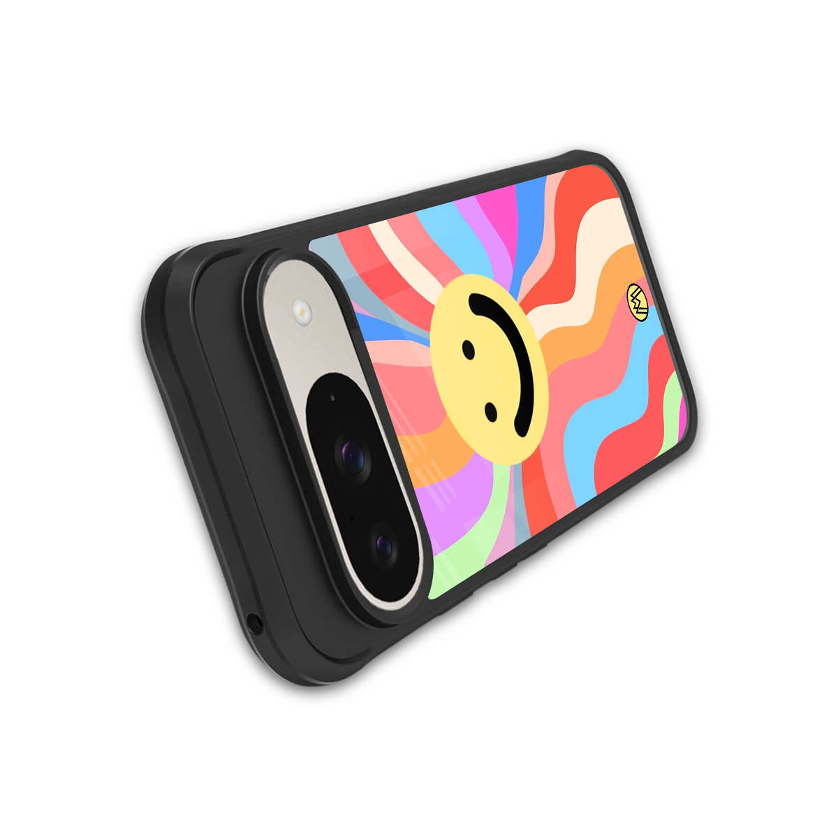 cheerful smiley back phone cover | glass case for google pixel 9