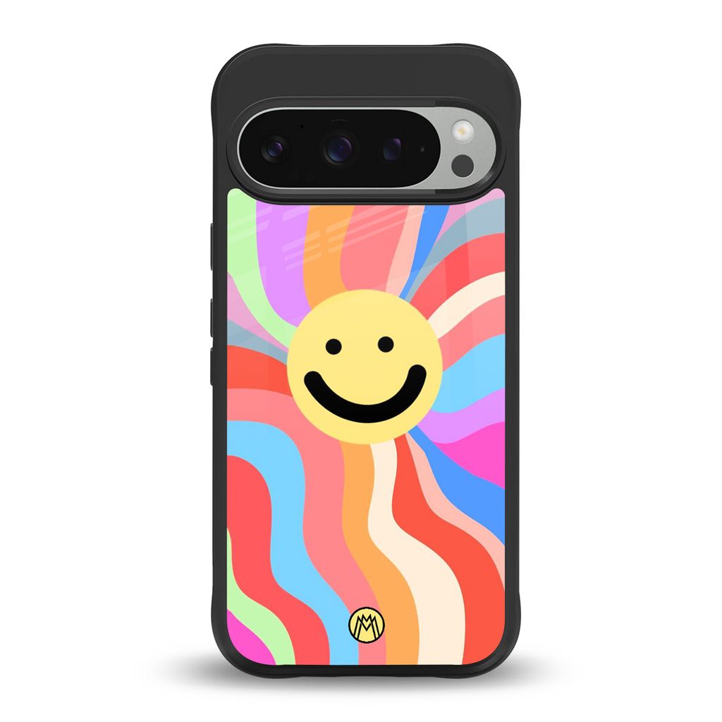 cheerful smiley back phone cover | glass case for google pixel 9 pro