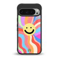 cheerful smiley back phone cover | glass case for google pixel 9 pro