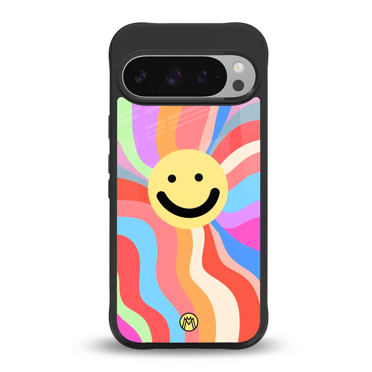 cheerful smiley back phone cover | glass case for google pixel 9 pro xl
