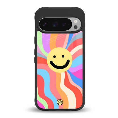 cheerful smiley back phone cover | glass case for google pixel 9 pro xl