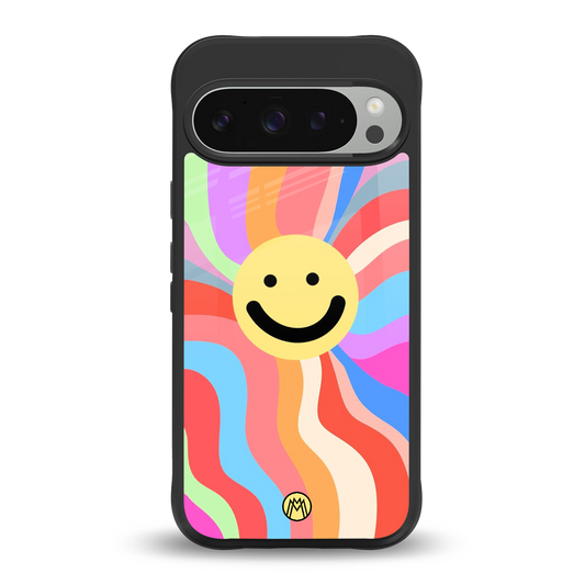 cheerful smiley back phone cover | glass case for google pixel 9 pro xl