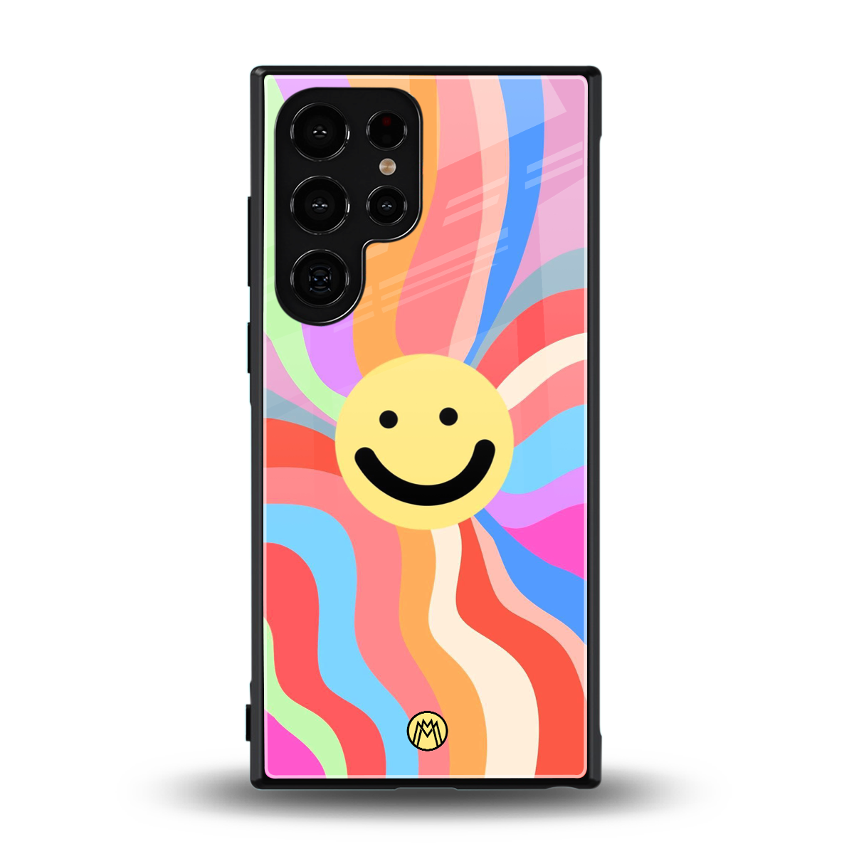 cheerful smiley back phone cover | glass case for samsung galaxy s24 ultra