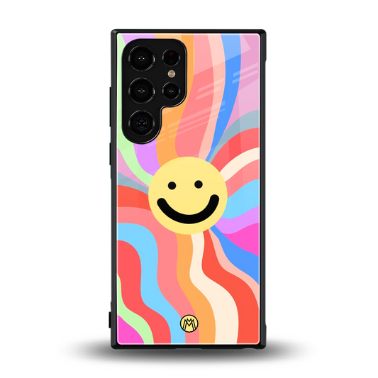 cheerful smiley back phone cover | glass case for samsung galaxy s24 ultra