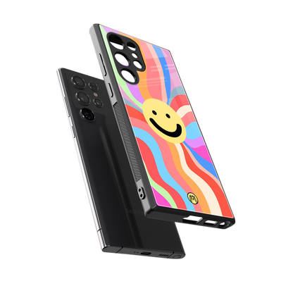 cheerful smiley back phone cover | glass case for samsung galaxy s23 ultra