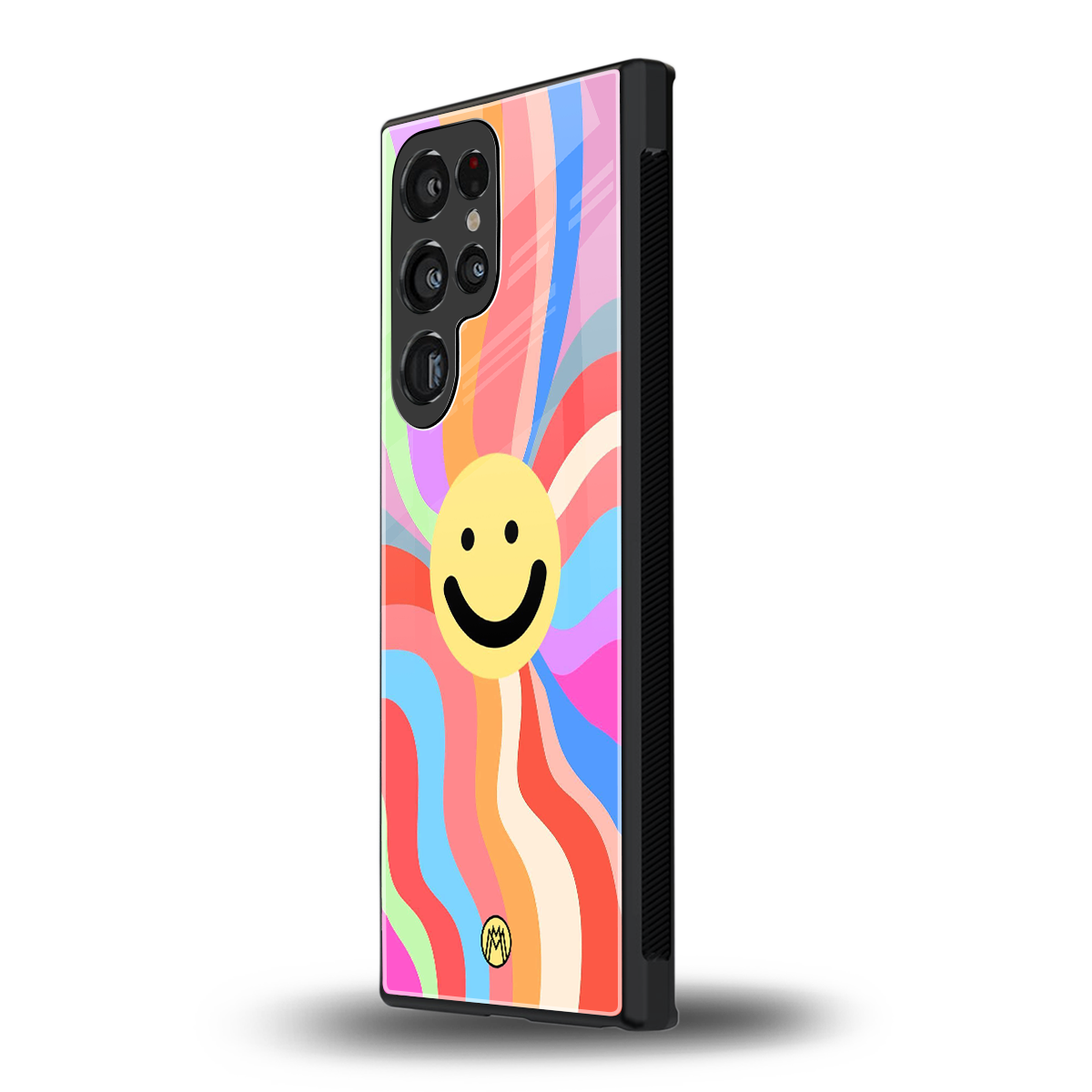 cheerful smiley back phone cover | glass case for samsung galaxy s24 ultra