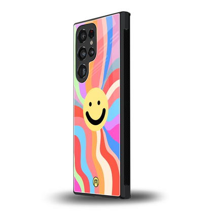 cheerful smiley back phone cover | glass case for samsung galaxy s24 ultra
