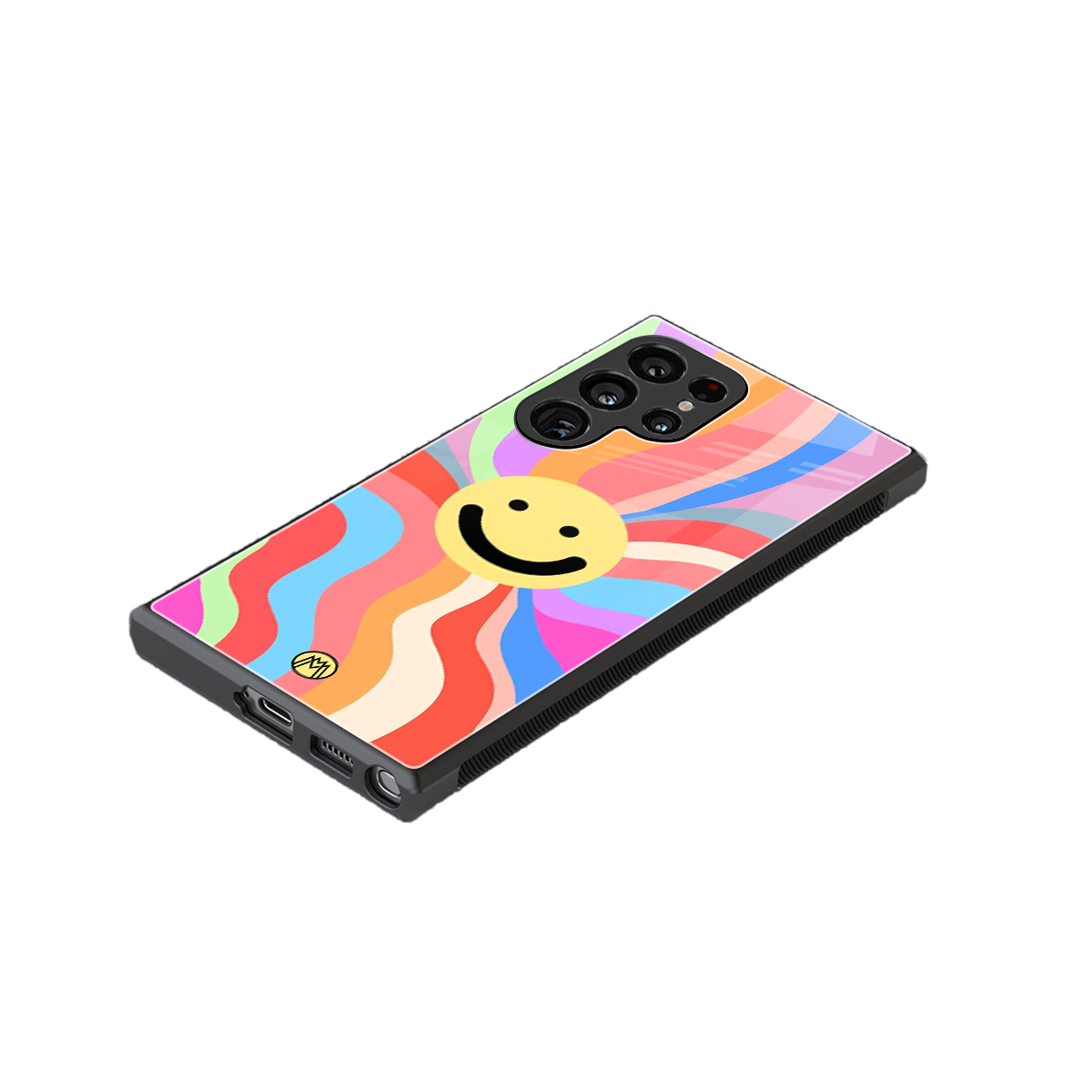cheerful smiley back phone cover | glass case for samsung galaxy s24 ultra