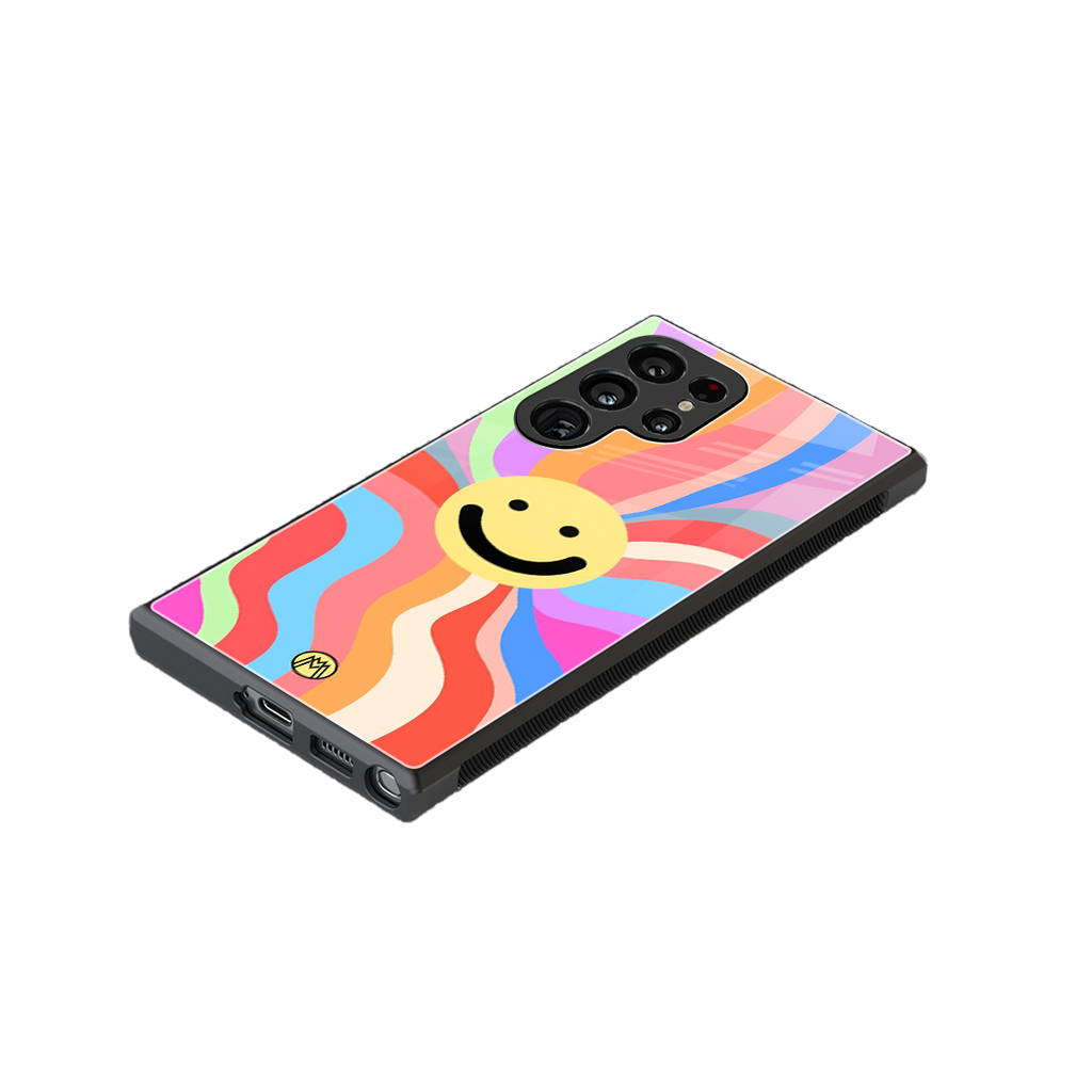 cheerful smiley back phone cover | glass case for samsung galaxy s23 ultra