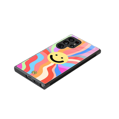 cheerful smiley back phone cover | glass case for samsung galaxy s23 ultra