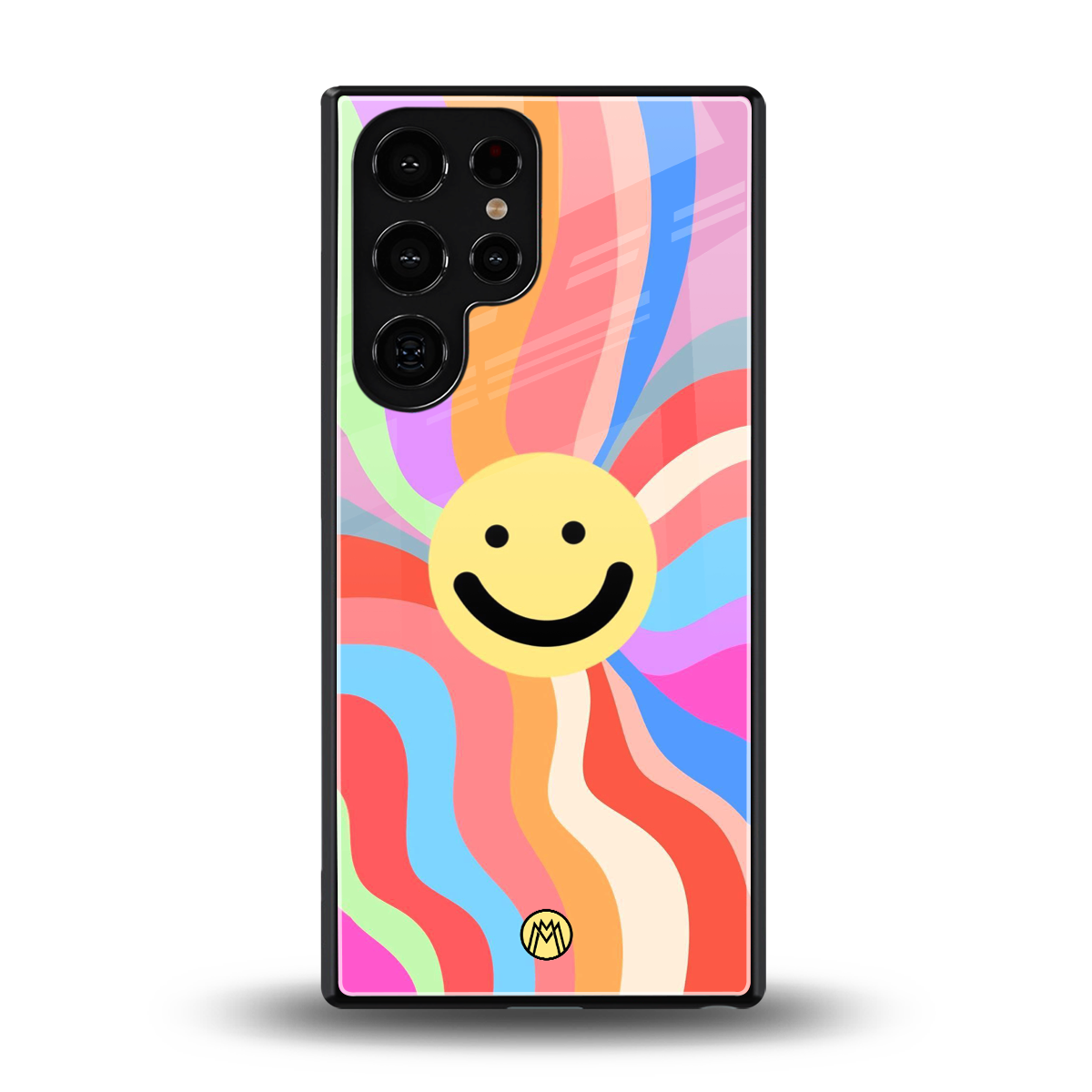 cheerful smiley back phone cover | glass case for samsung galaxy s25 ultra