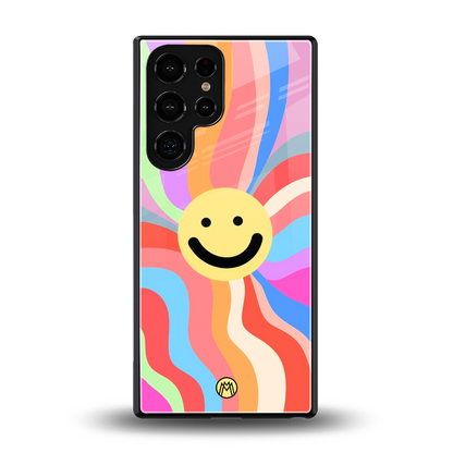 cheerful smiley back phone cover | glass case for samsung galaxy s25 ultra