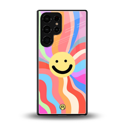 cheerful smiley back phone cover | glass case for samsung galaxy s25 ultra