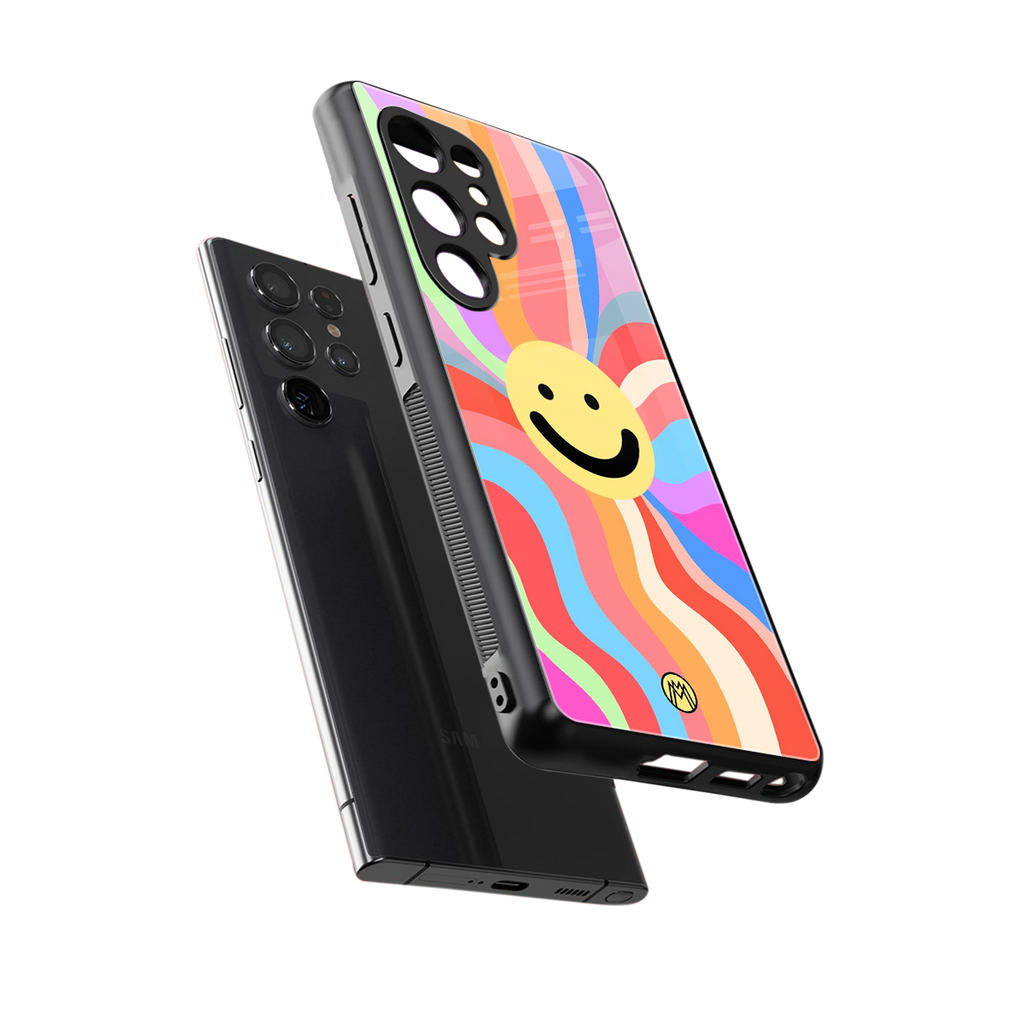 cheerful smiley back phone cover | glass case for samsung galaxy s25 ultra