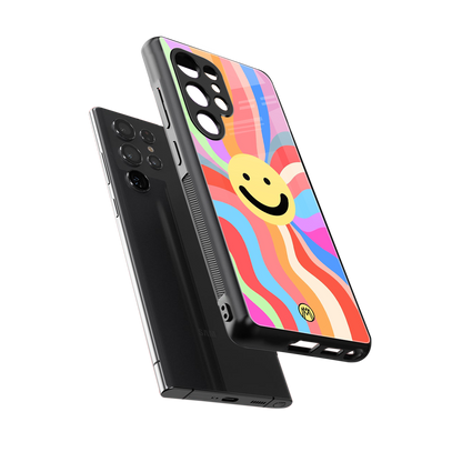 cheerful smiley back phone cover | glass case for samsung galaxy s25 ultra