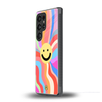cheerful smiley back phone cover | glass case for samsung galaxy s25 ultra