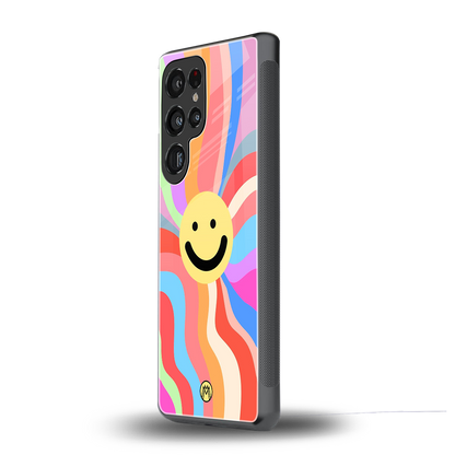 cheerful smiley back phone cover | glass case for samsung galaxy s25 ultra