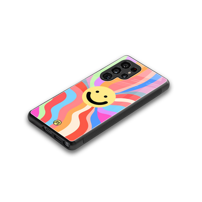 cheerful smiley back phone cover | glass case for samsung galaxy s25 ultra