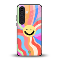 cheerful smiley back phone cover | glass case for samsung galaxy s24 fe