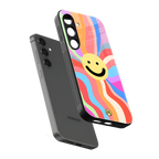 cheerful smiley back phone cover | glass case for samsung galaxy s24 plus