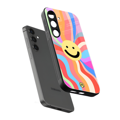 cheerful smiley back phone cover | glass case for samsung galaxy s24 plus