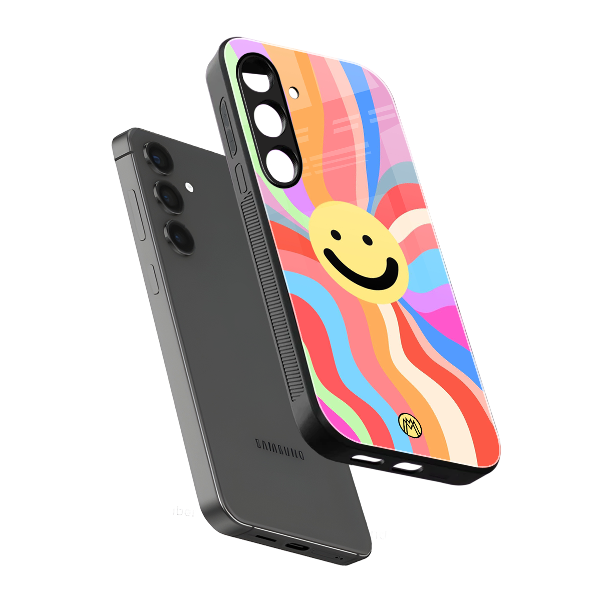 cheerful smiley back phone cover | glass case for samsung galaxy s24 fe