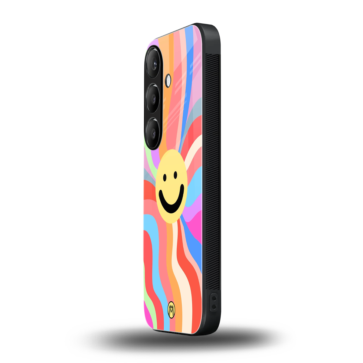 cheerful smiley back phone cover | glass case for samsung galaxy s24 plus