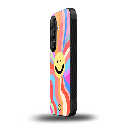cheerful smiley back phone cover | glass case for samsung galaxy s24 fe