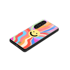cheerful smiley back phone cover | glass case for samsung galaxy s25 plus