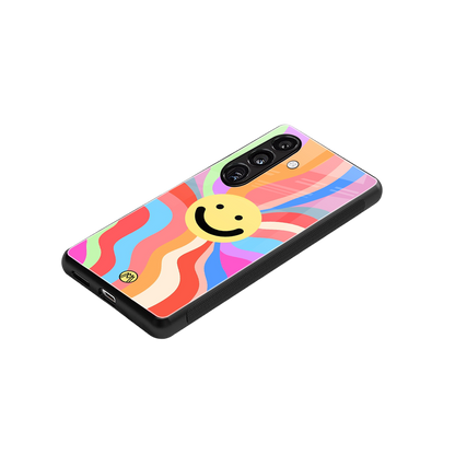 cheerful smiley back phone cover | glass case for samsung galaxy s24 plus