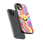 cheerful smiley back phone cover | glass case for iphone 15