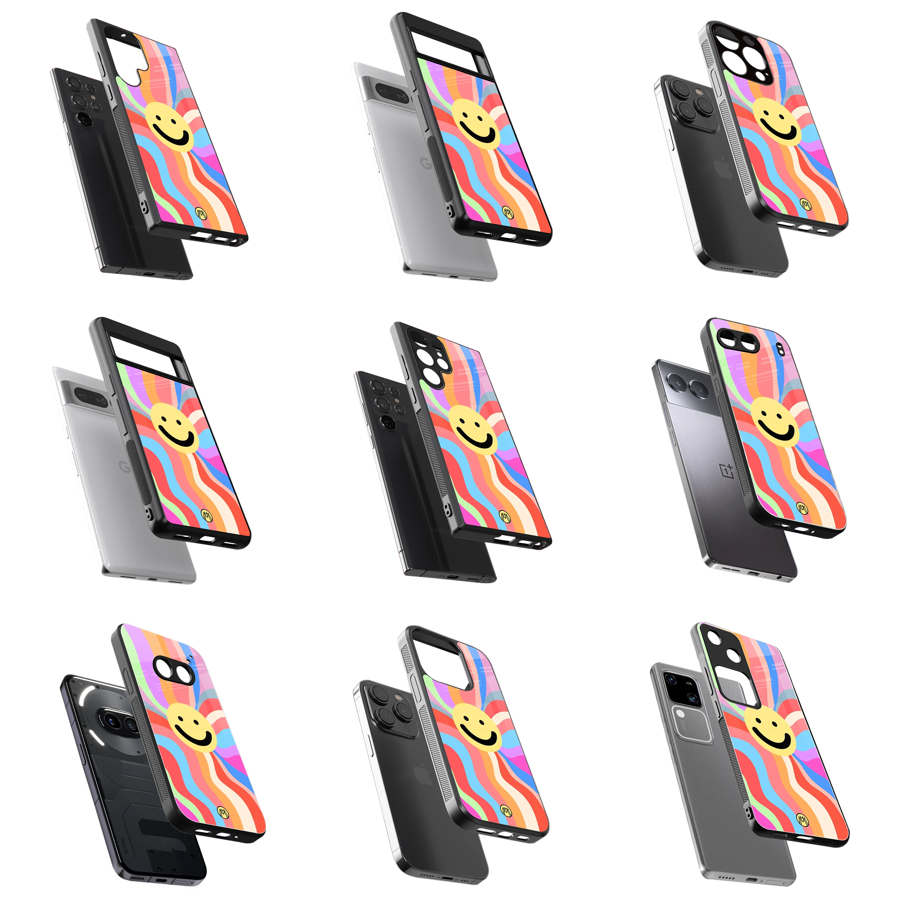 Durable Glass Back Mobile Case for iPhone, Samsung, OnePlus, Google Pixel, Redmi, Vivo, Oppo