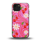 cherry swirl back phone cover | glass case for iphone 13 mini