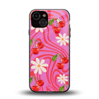 cherry swirl back phone cover | glass case for iphone 13