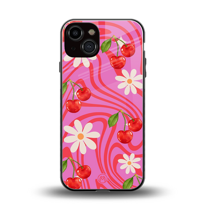 cherry swirl back phone cover | glass case for iphone 13