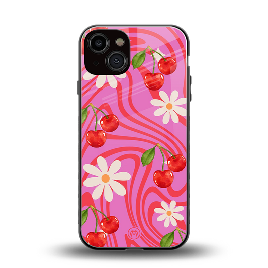 cherry swirl back phone cover | glass case for iphone 13