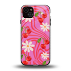 cherry swirl back phone cover | glass case for iphone 14 plus