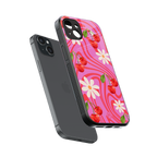 cherry swirl back phone cover | glass case for iphone 14 plus