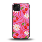 cherry swirl back phone cover | glass case for iphone 15