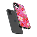 cherry swirl back phone cover | glass case for iphone 16 plus