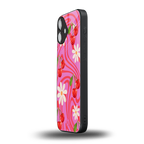 cherry swirl back phone cover | glass case for iphone 16 plus