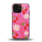 cherry swirl back phone cover | glass case for iphone 16 pro max