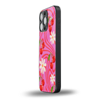 cherry swirl back phone cover | glass case for iphone 16 pro max