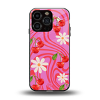 cherry swirl back phone cover | glass case for iphone 16 pro