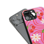 cherry swirl back phone cover | glass case for iphone 16 pro