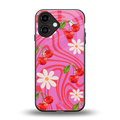 cherry swirl back phone cover | glass case for iphone 16